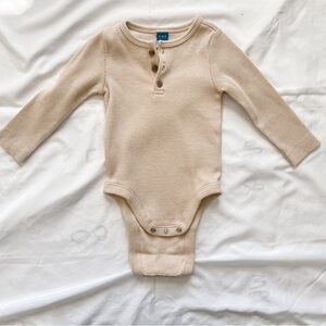 Old Navy Cozy Kids Thermal One Piece Henley in Cream Size 6-12 Months